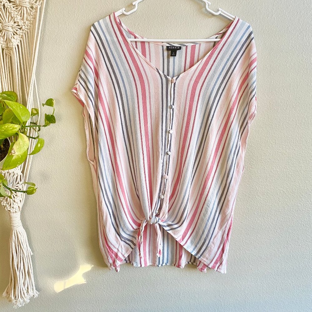 Torrid Top Pink Stripes Size 2